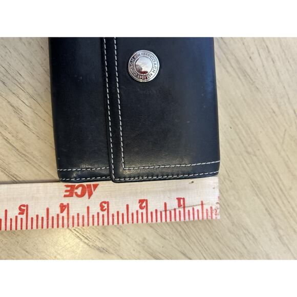 Coach Wallet Black Genuine Leather Pink Button Accent BiFold Organizer Wallet - Picture 8 of 9